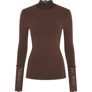 Abby Blouse turtle lace LS - Cioccolato