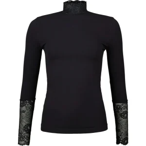Abby Blouse turtle lace LS - Nero