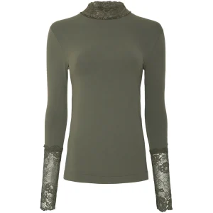 Abby Blouse turtle lace LS - Oliva