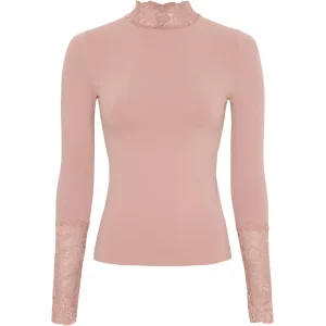 Abby Blouse turtle lace LS - Rosa antico