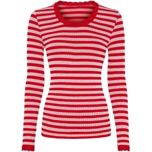 ISA FRIDA stripe T-shirt LS - Rosso-bianco