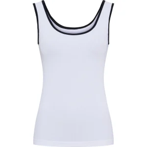 Marie rib Top - Bianco/nero